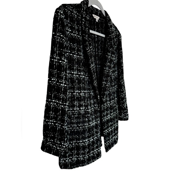 Nanette Lepore Plaid Open Front Blazer Soft Tweed Jacket Metallic Accent Large - Picture 5 of 12